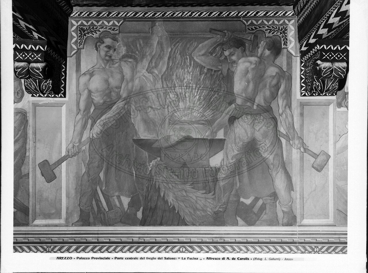 Arezzo Palazzo Provinciale Dettaglio Affresco L Attivita In Valdarno 2