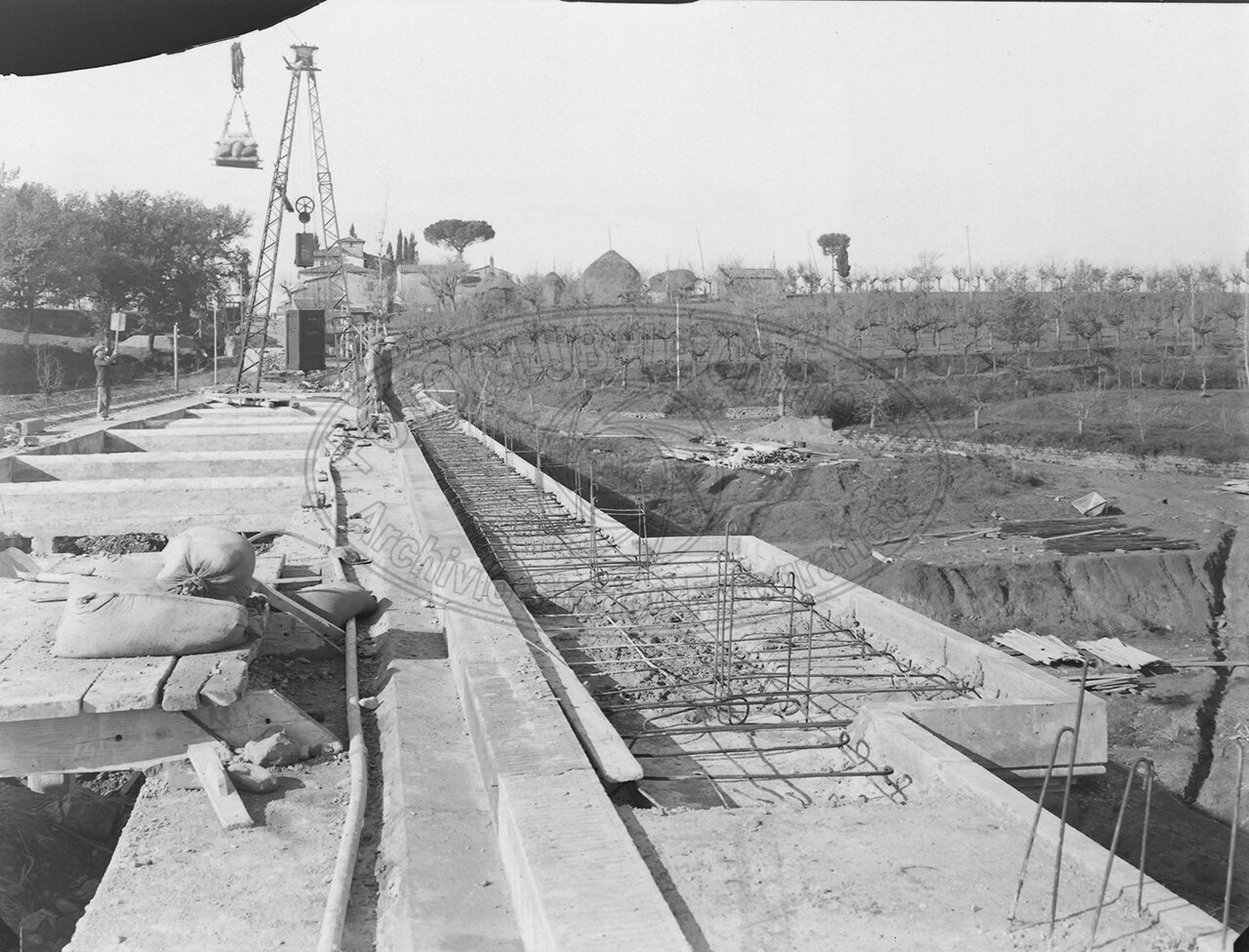 Arezzo Amministrazione Provinciale Ponte Di Pratantico Veduta Dei Lavori Di Armatura Dei Mensoloni Al Piano Del Ponte