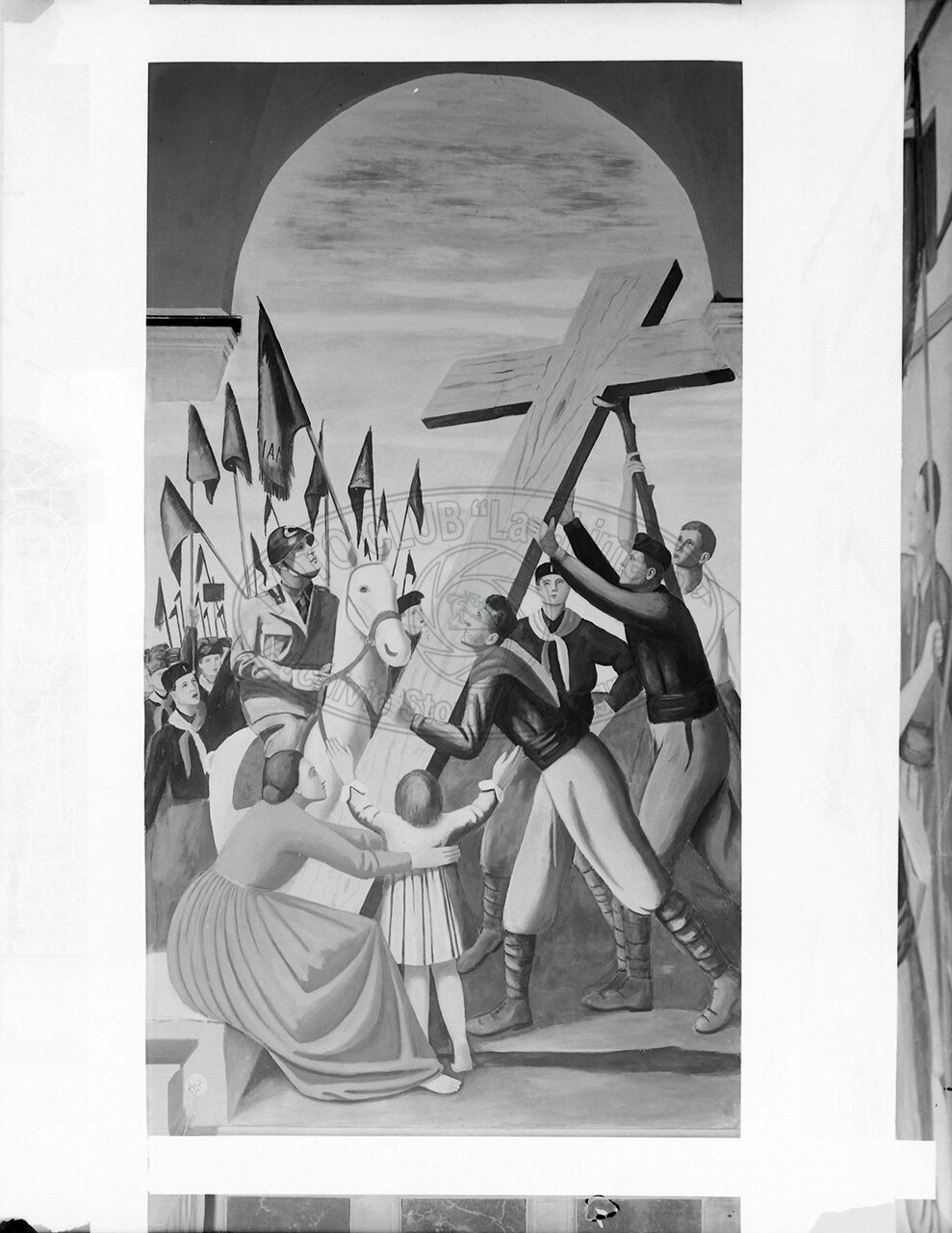 Arezzo Casa Del Fascio Cappella Votiva Dettaglio Dell Affresco Del Caracchini
