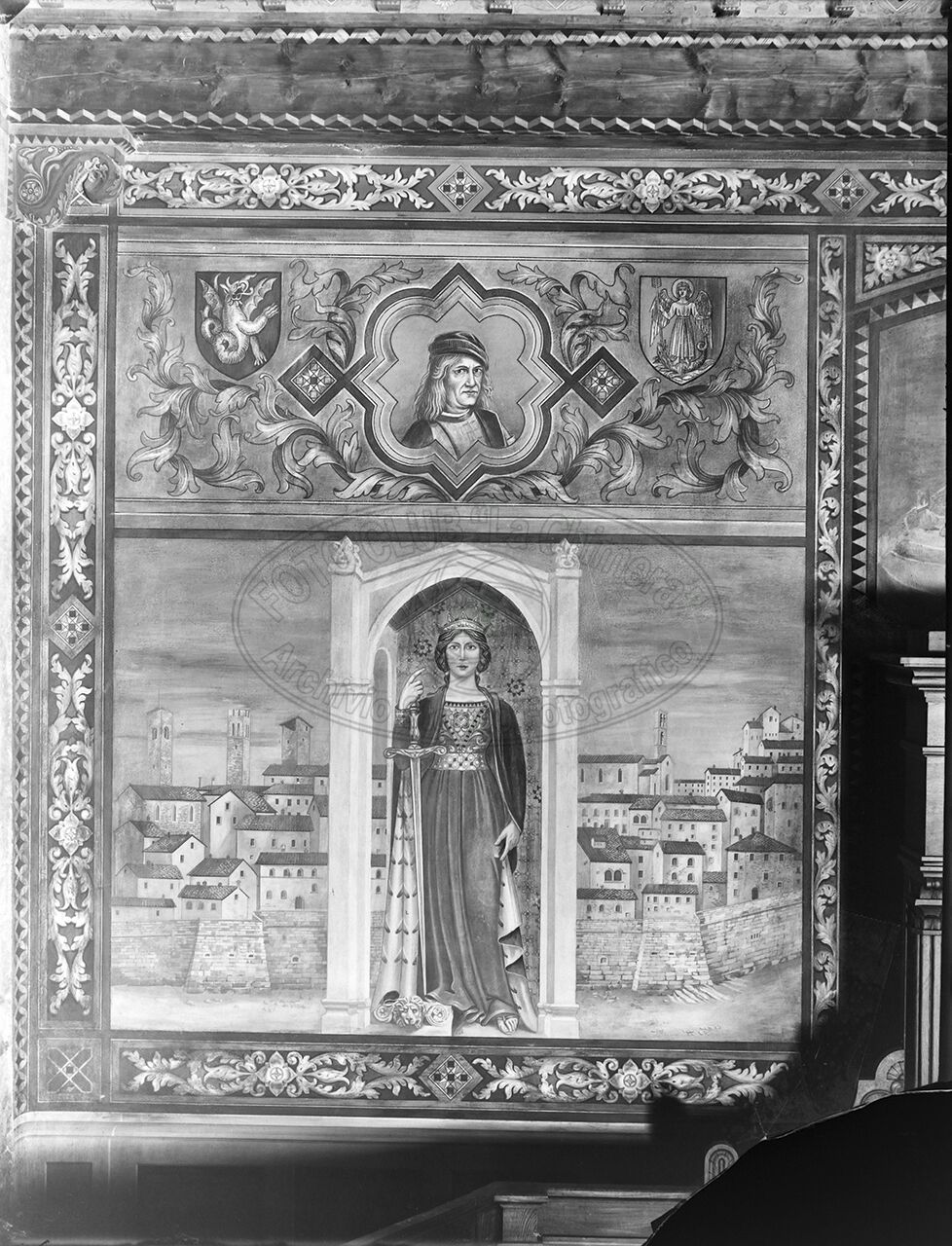 Cortona Palazzo Comunale Sala Del Consiglio Affreschi Di Vignaroli Settembre 1925