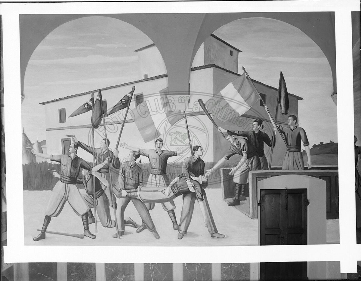 Arezzo Casa Del Fascio Cappella Votiva Dettaglio Degli Affreschi Del Ceracchini