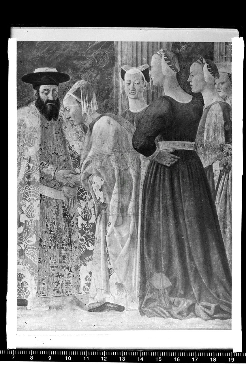 Arezzo s francesco particolare dell affresco di pier della francesca raffigurante l incontro tra il re salomone ela regina di saba